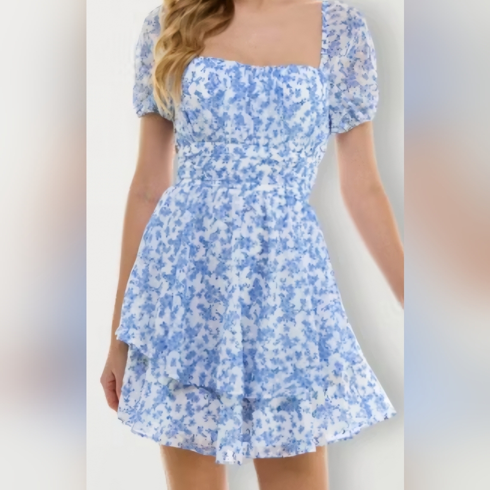 Floral Blue Dress - Picture 1 of 7